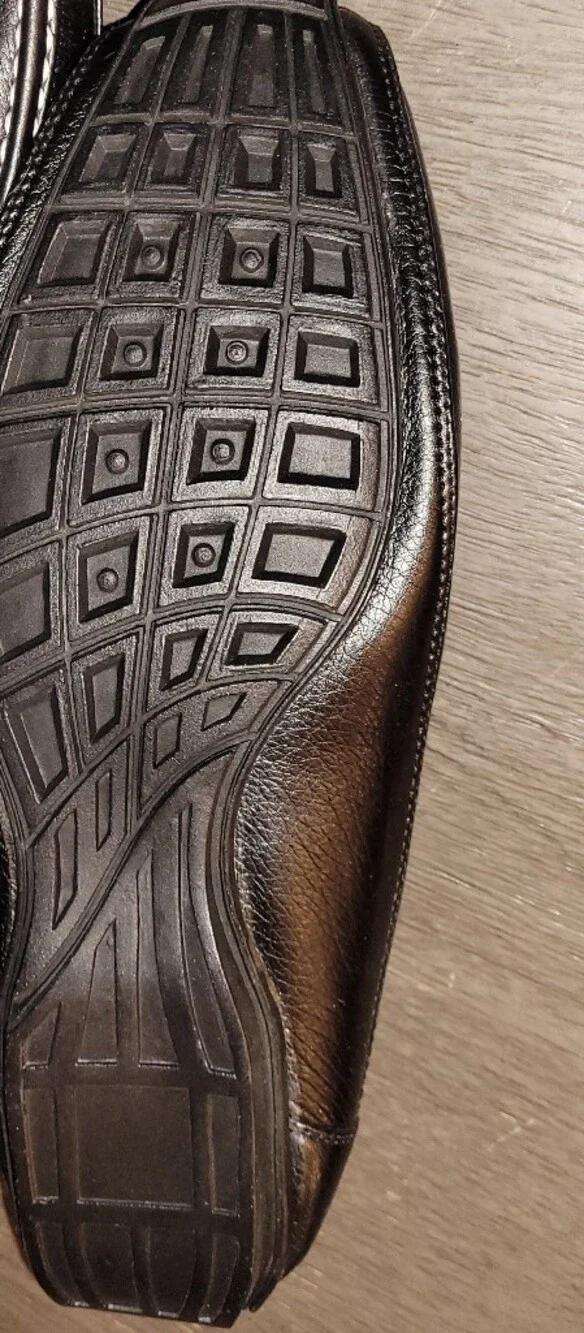 Men's Black Leather Slip-On Driving Loafers
